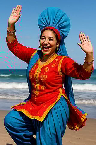 Lady doing bhangra dance'