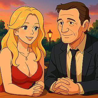 Pamela Anderson and Liam Neeson'