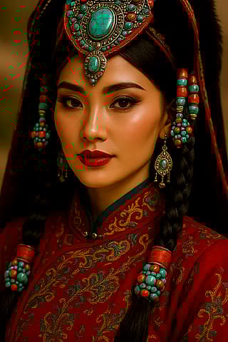 Mongolian woman with an Eagle'