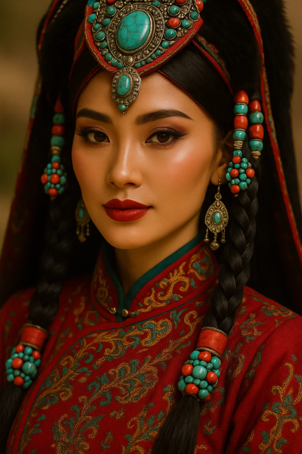 Mongolian woman with an Eagle picture 1 of 2