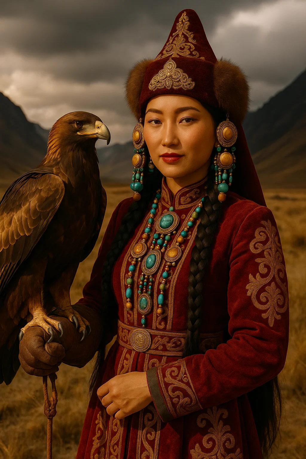 Mongolian woman with an Eagle picture 2 of 2