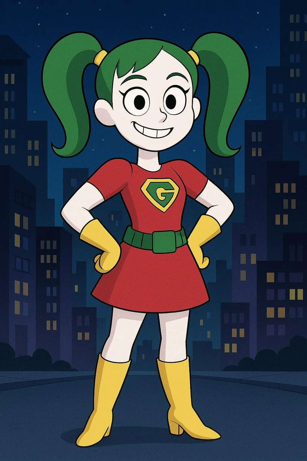 Comic Book Style Greenhair Girl. picture 2 of 3