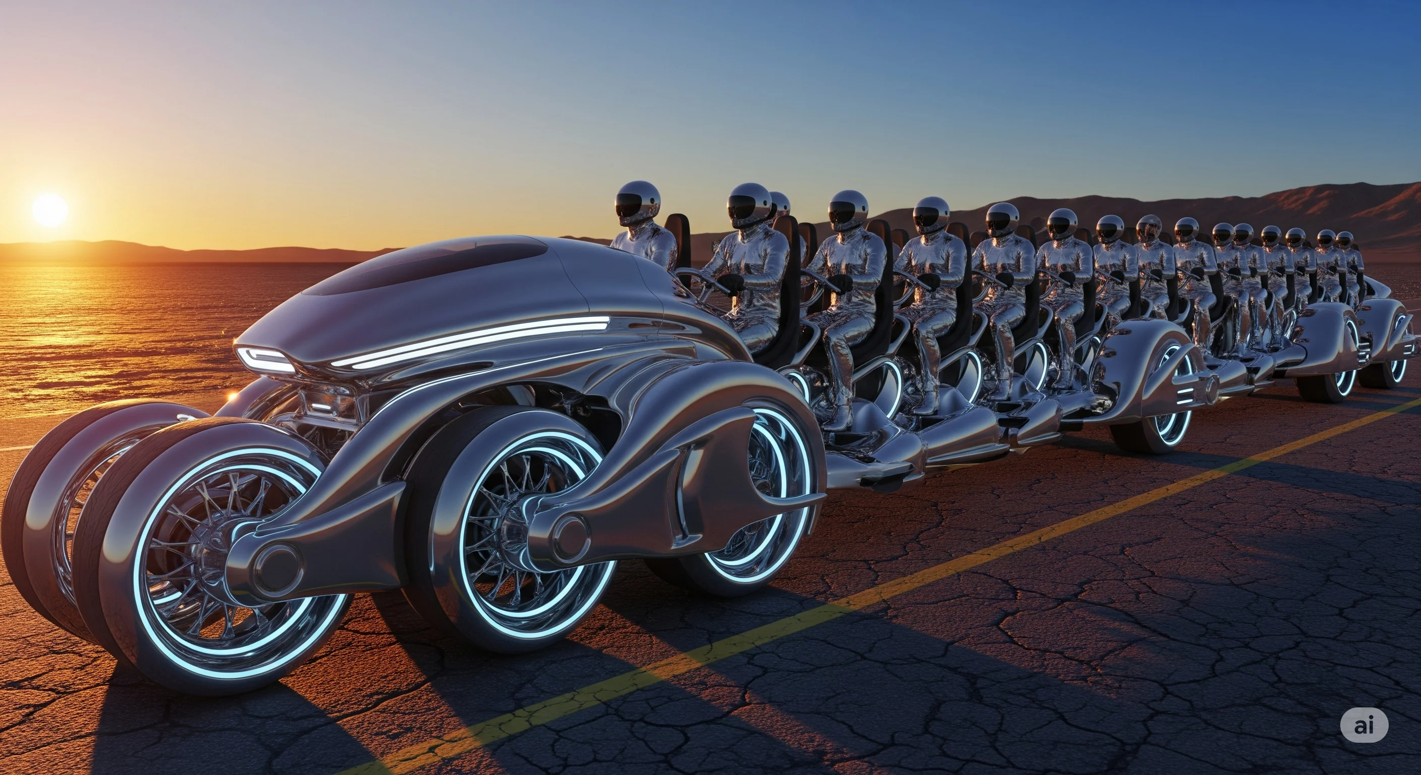 Futuristic open-top motorcycle bus picture 1 of 2