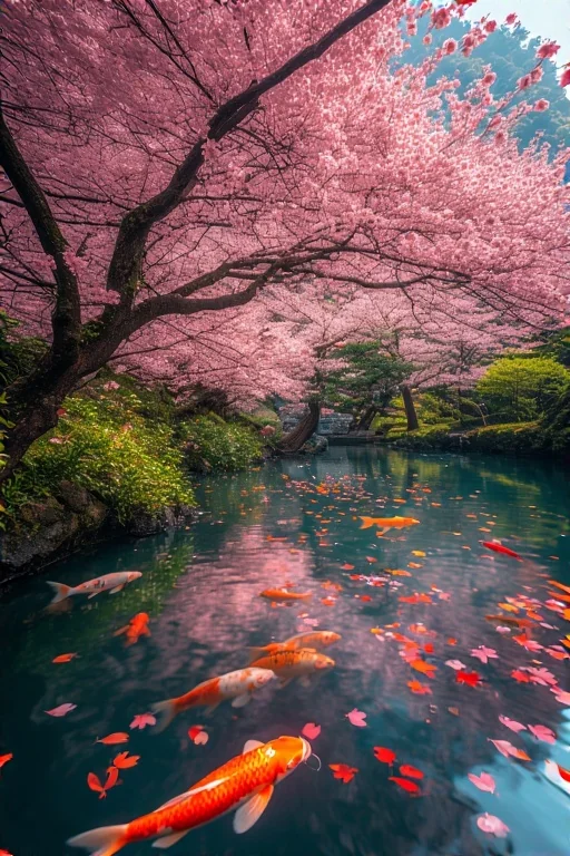 Koi fish flying above water picture 3 of 5