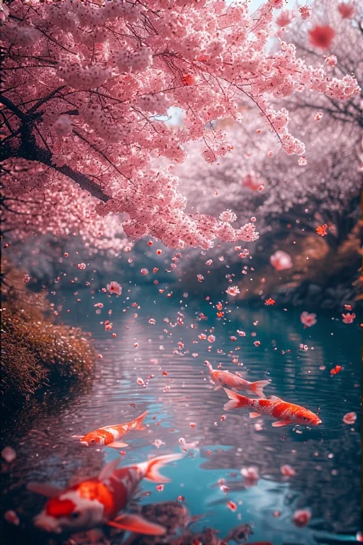 Koi fish flying above water picture 4 of 5