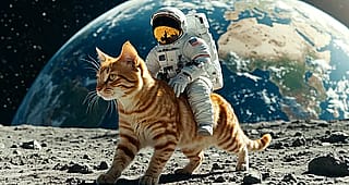 An astronaut riding a what on the Moon?'