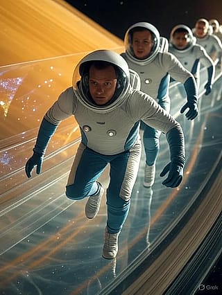 Imagine an Olympic Race on Saturn’s Rings! 🚀🏃‍♂️'