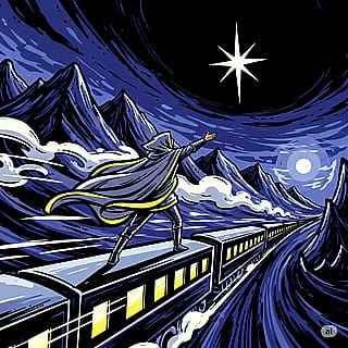 Cool man on a train-heavily symbolic'