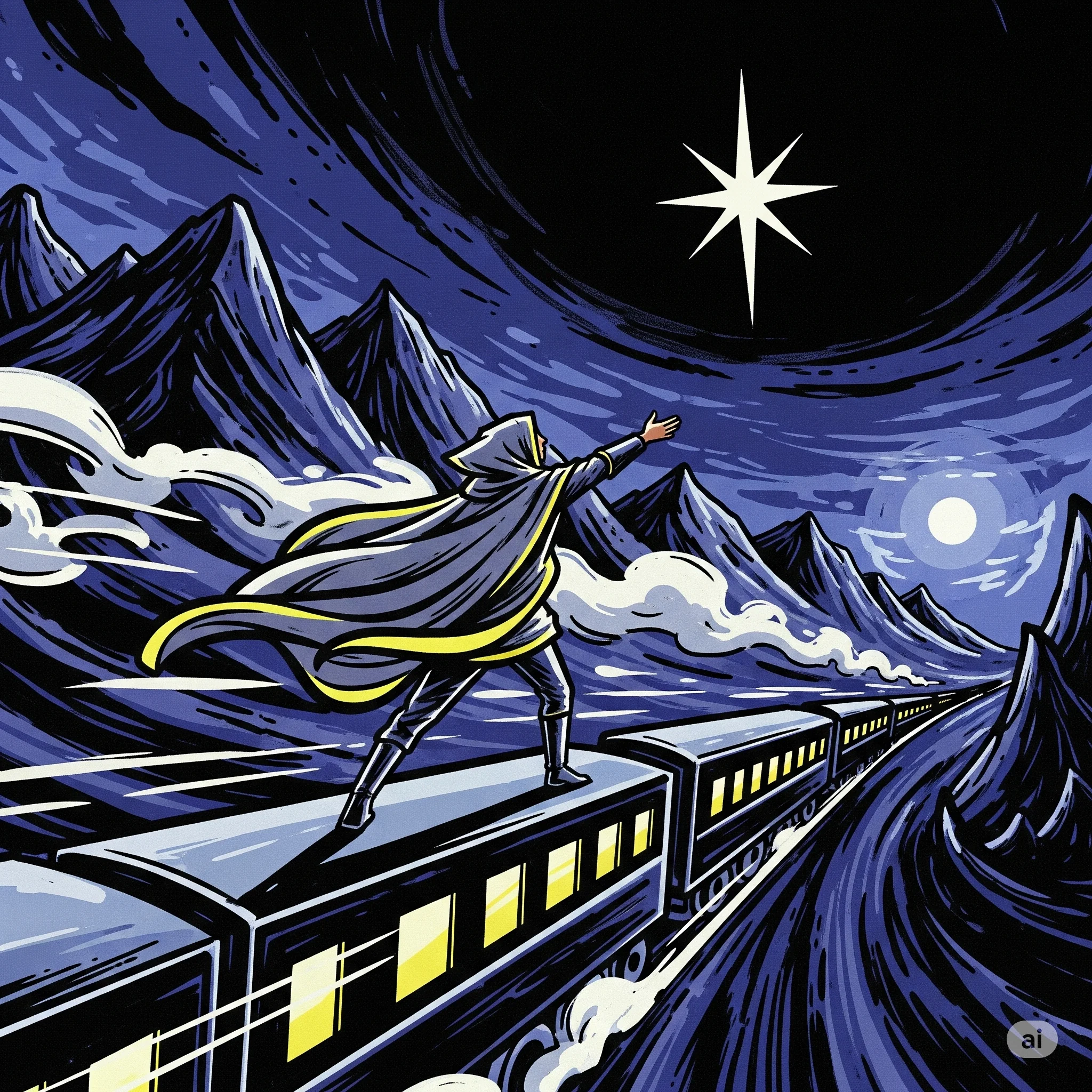 Cool man on a train-heavily symbolic picture 1 of 1