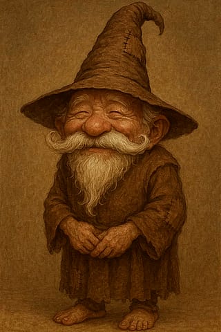Crazed gnome wizard. His special skill is mumbling nonsense and occasionally giving people crippling groin cramps.'