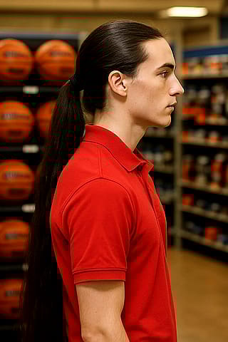 Sports Store Employee Still Image'