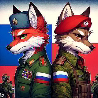 Russia and Poland. Ludowe Wojsko Polskie. Furry art. Full HD'