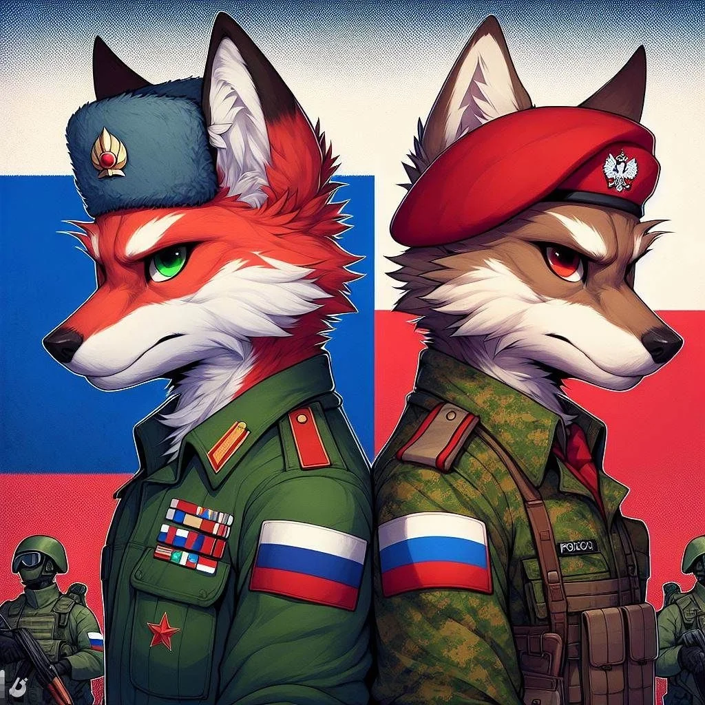 Russia and Poland. Ludowe Wojsko Polskie. Furry art. Full HD picture 1 of 1