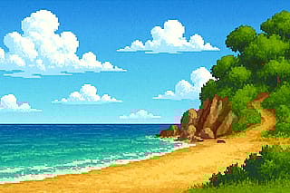 Pixel art background for a Greek epic adventure game I'm working on.'