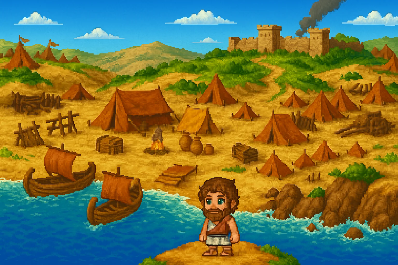 Pixel art background for a Greek epic adventure game I'm working on. picture 7 of 13