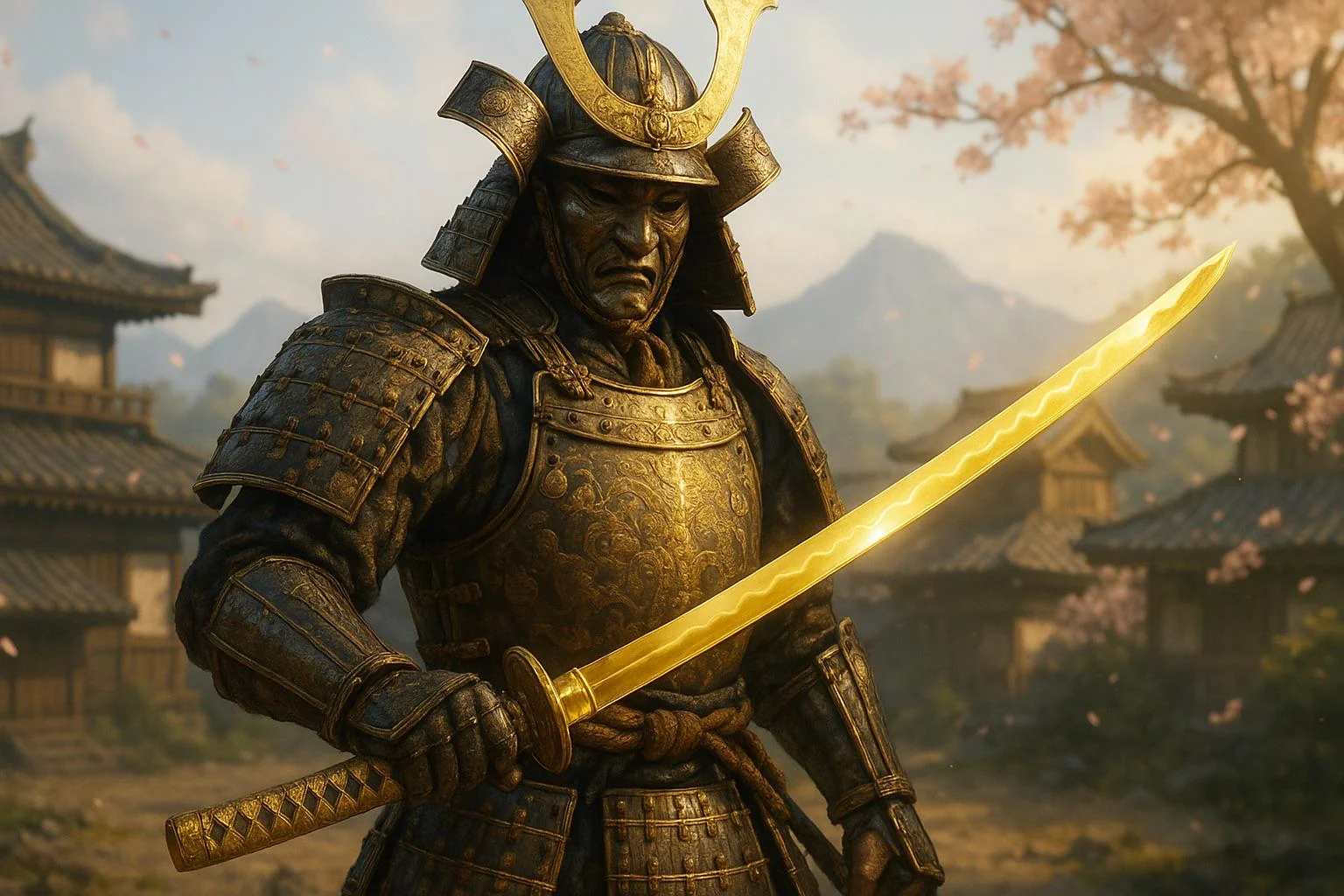 Samurai wields mythical all golden katana picture 1 of 1