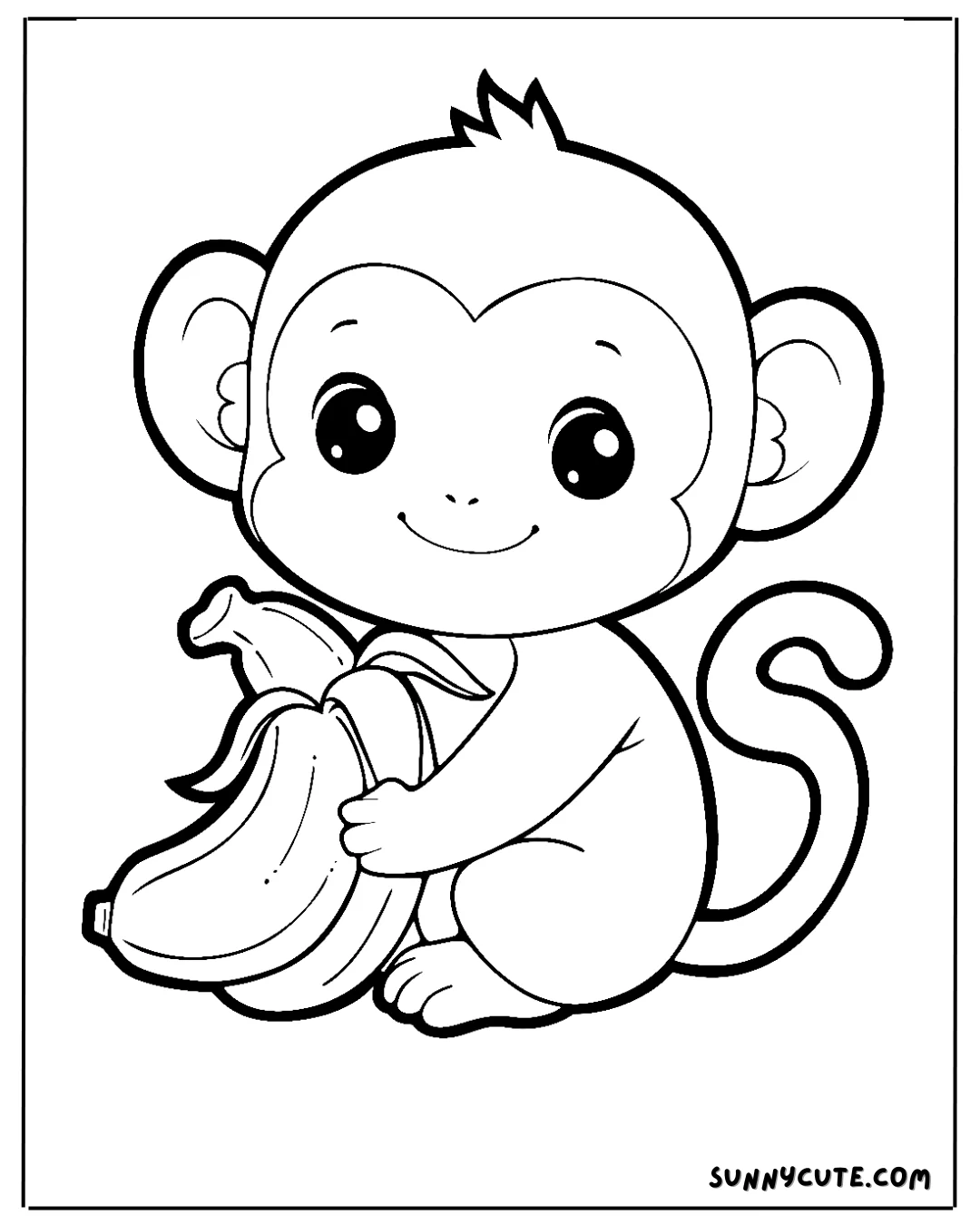 Kawaii Monkey Coloring Pages🥰😍 picture 2 of 7