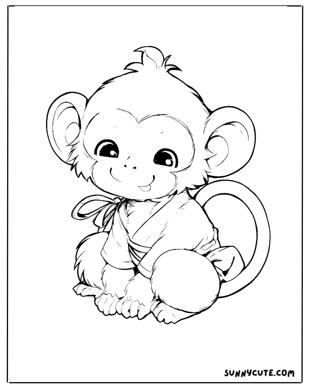 Kawaii Monkey Coloring Pages🥰😍 picture 3 of 7