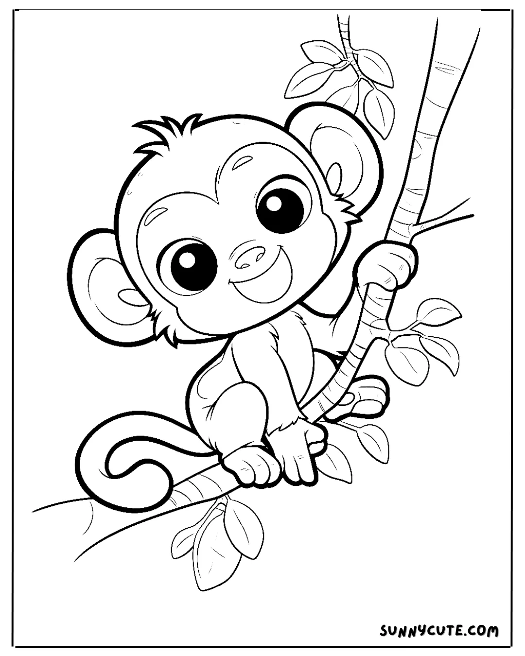 Kawaii Monkey Coloring Pages🥰😍 picture 4 of 7