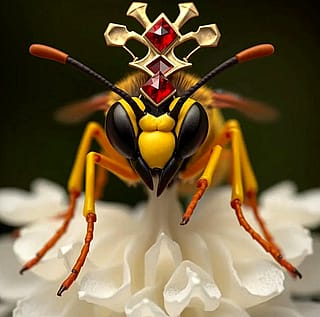 Queen bee but with a crown/jewel on its head'
