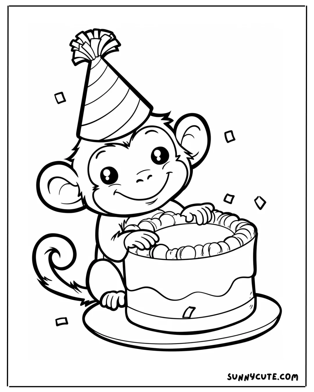 Kawaii Monkey Coloring Pages🥰😍 picture 6 of 7