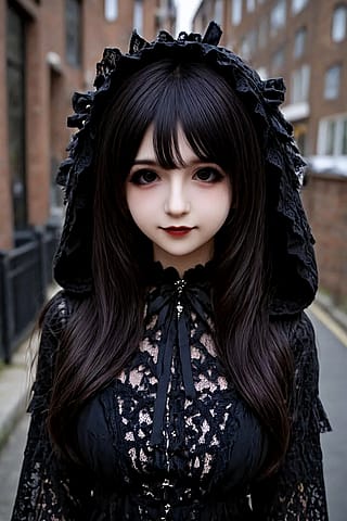 A realistic gothic doll, generated with my own LoRA model...'
