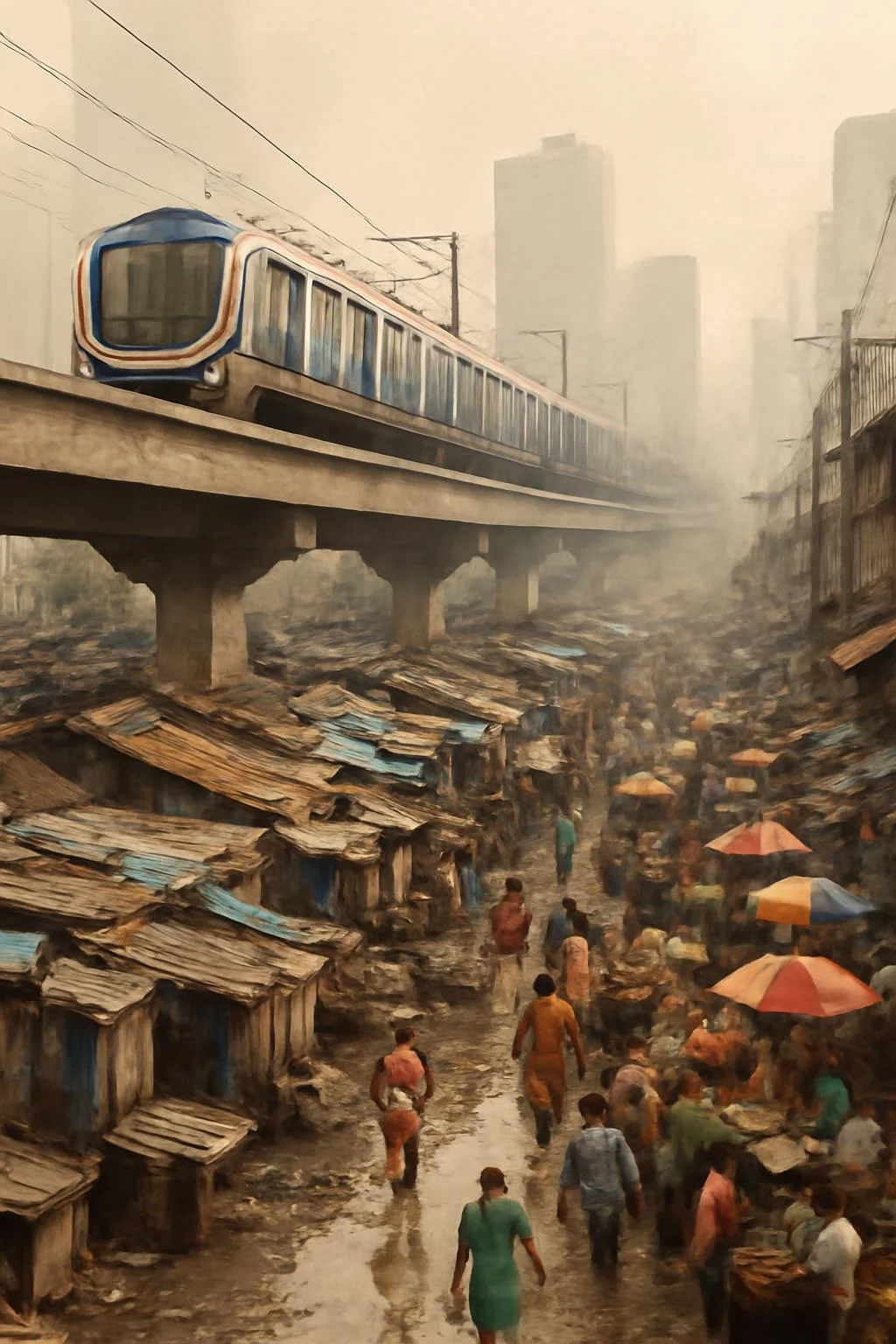 India, as predicted by AI, in 2045 if the current real-world conditions, such as pollution and a lack of civic sense, persist. picture 1 of 1