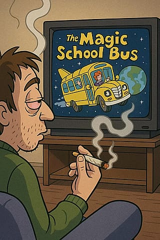 Smoking weed watching The Magic School Bus.'