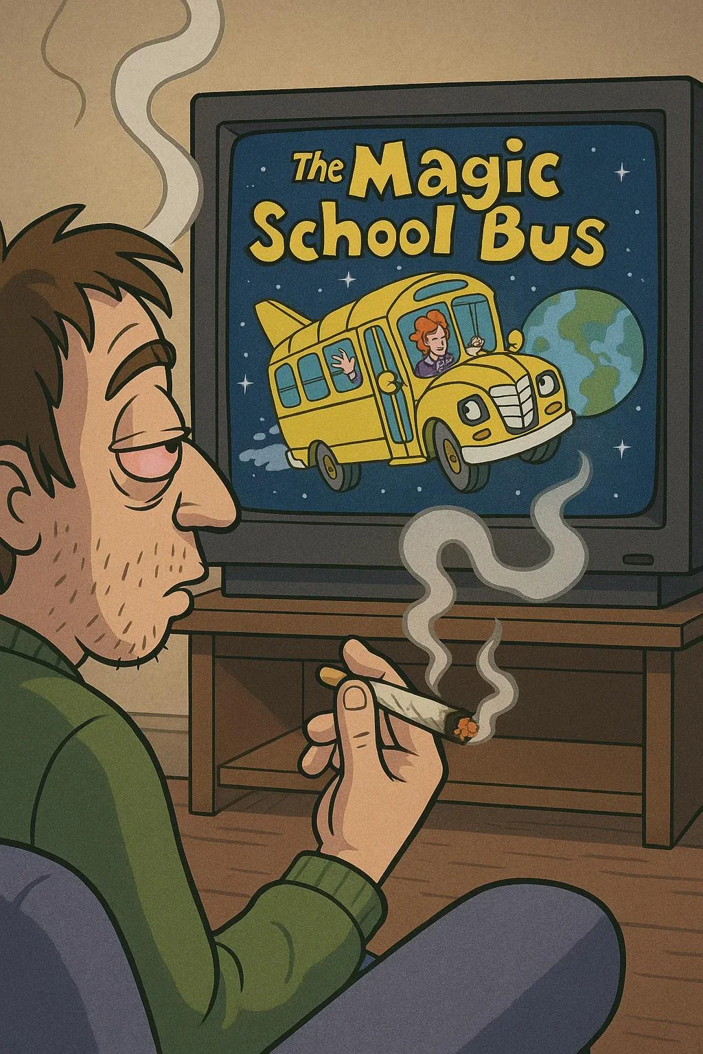 Smoking weed watching The Magic School Bus. picture 1 of 1