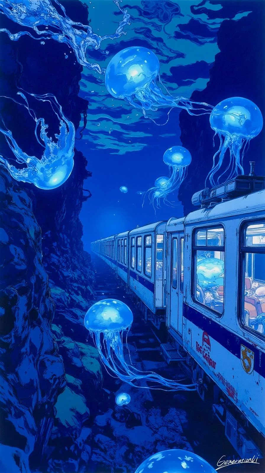 Jellyfish Train in the Deep Sea / Phone Wallpaper Archives picture 1 of 1