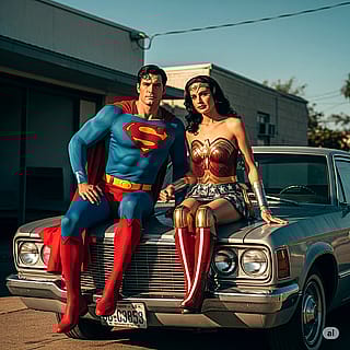Chatgpt vs Gemini-Superman and Wonder Woman 19's style'