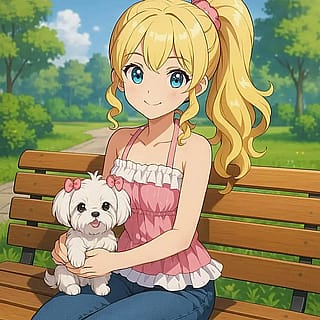 Leah and her Maltese puppy Yuki'