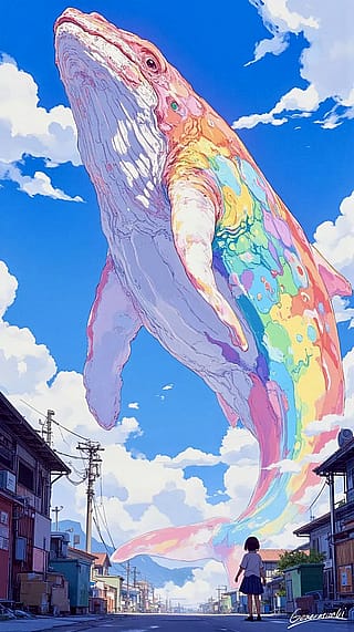 The Day I Saw a Rainbow Whale in the Sky / Phone Wallpaper Archives'