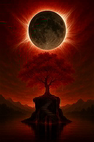Red total solar eclipse'