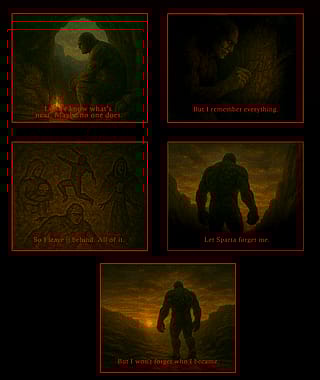 we are the deformed babies of sparta that were thrown over the cliffs (AI COMIC BOOK ART AGES 21-22)'