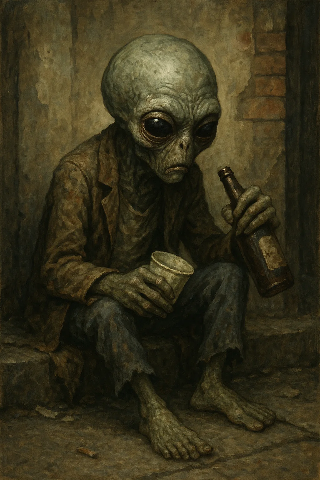 A homeless drunk Grey alien picture 1 of 1