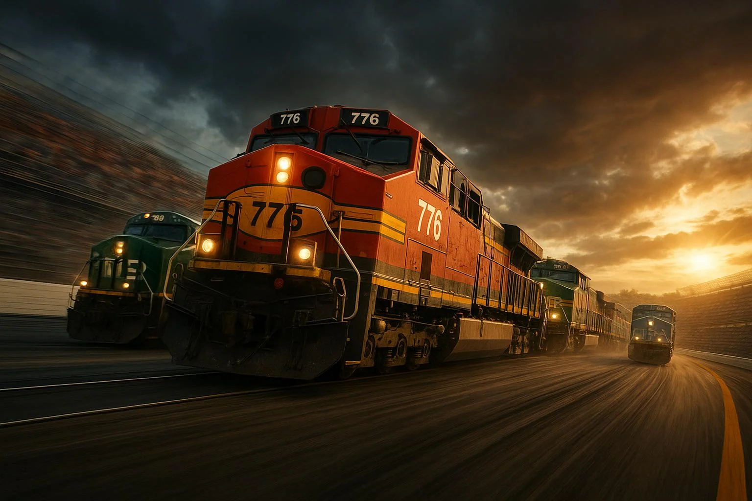 I present to you, a NASCAR train race. picture 1 of 1