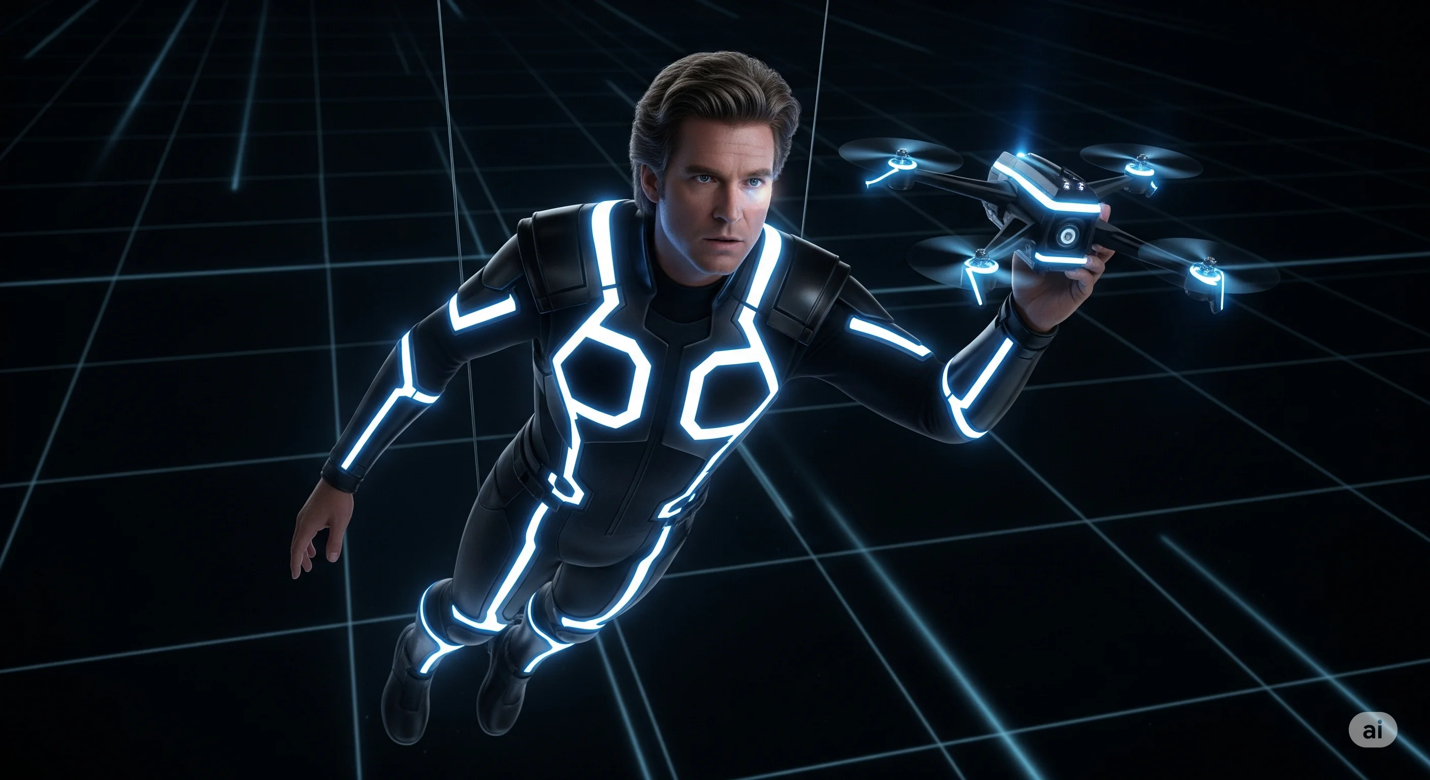 "Kevin Flynn from Tron has Prone to Fly a Drone" picture 1 of 1
