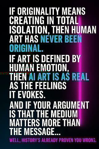 I asked ChatGPT to make an image of what it thought about the haters when it comes to AI art...this is what it gave me.'