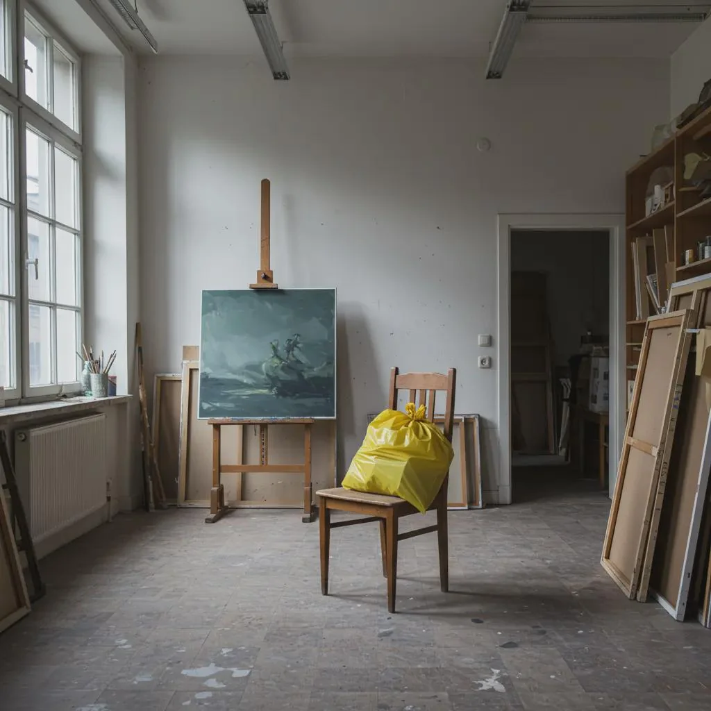 Back room with yellow trash bag picture 1 of 1
