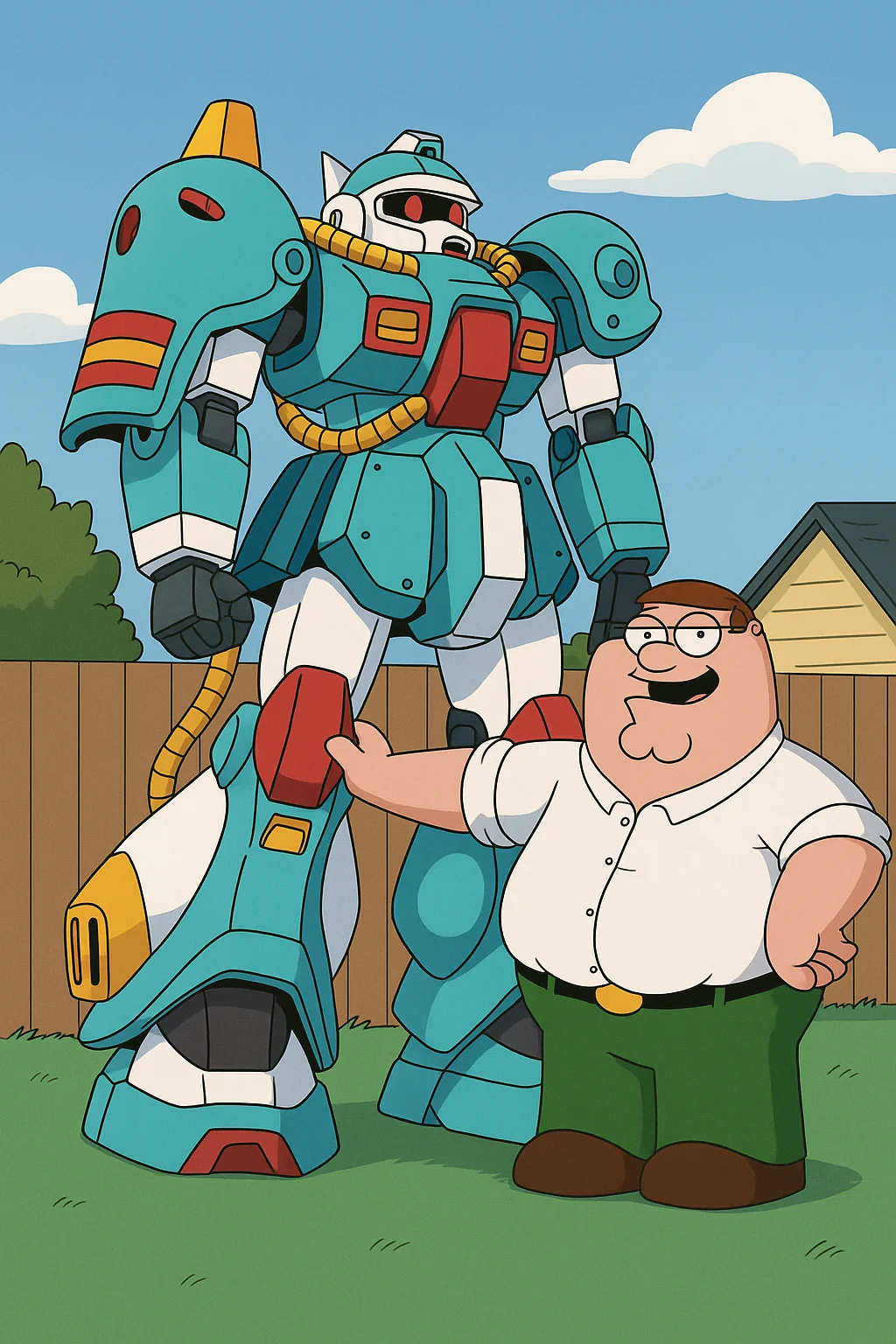 Peter showing his brand new mobile suit proudly picture 1 of 1