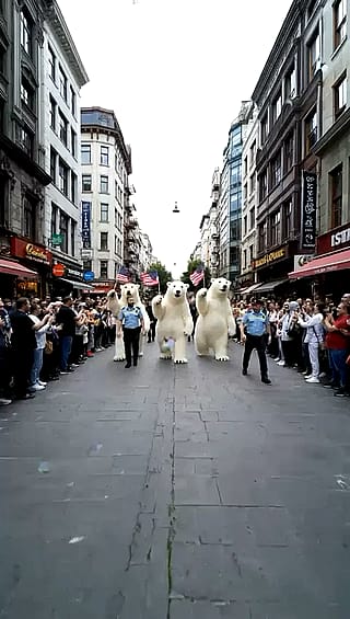 Polar bears are protesting via Veo3'