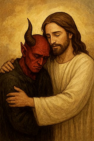 Jesus hugging a demon'