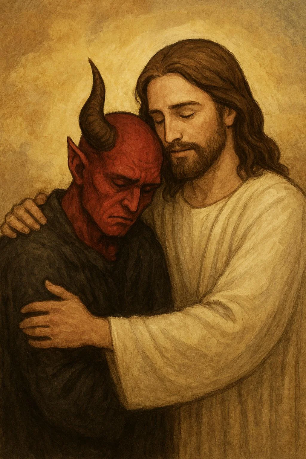Jesus hugging a demon picture 1 of 1