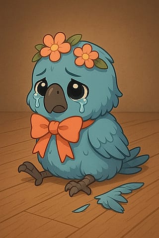 This little Spix Macaw chick has a broken wing'