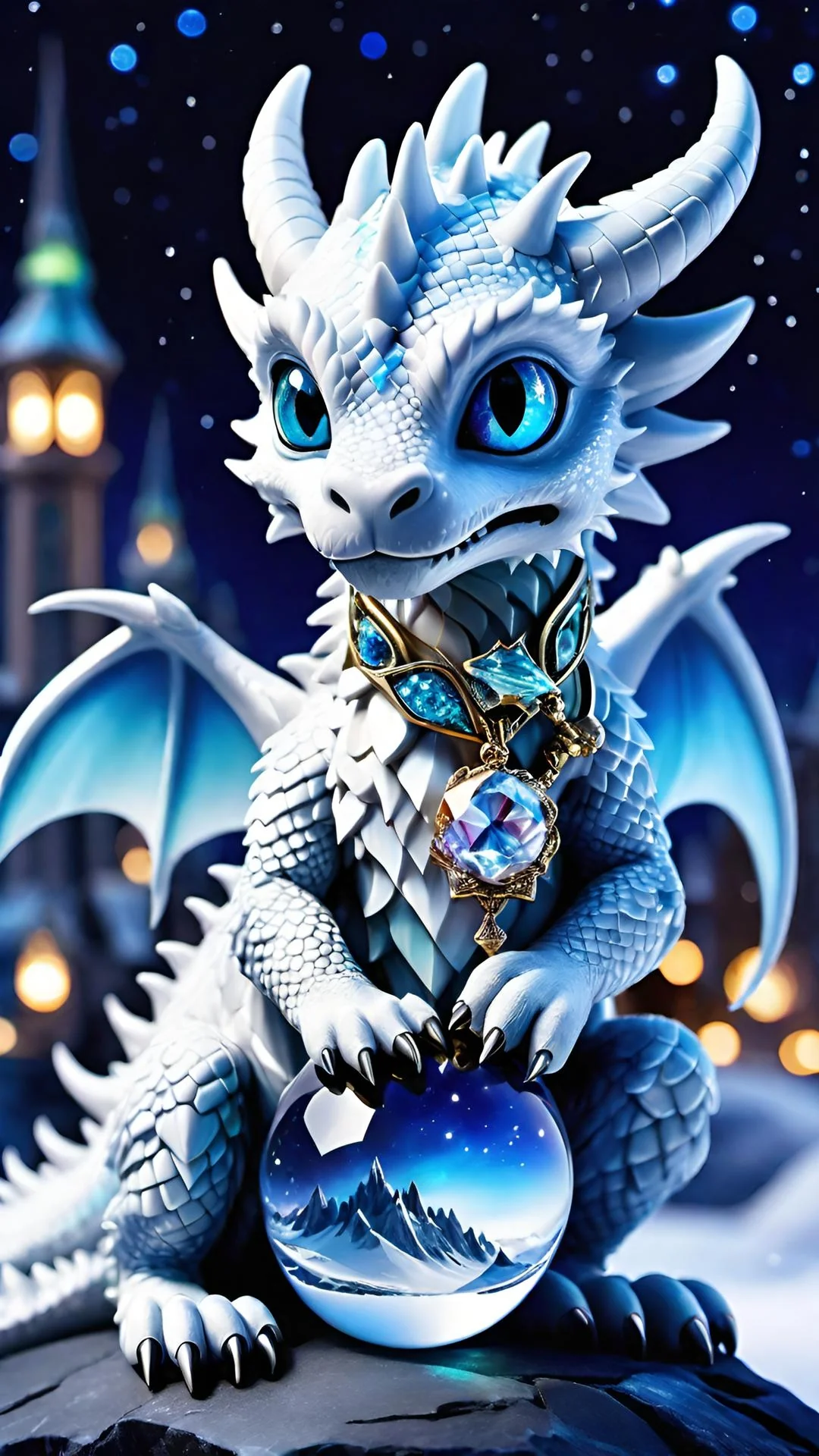 A baby ice dragon with a crystal sphere. Bringing good luck to all those who meet him. Take care of him because as he grows up, your luck will grow too! (And you'll get a good friend for life! <3) picture 3 of 3