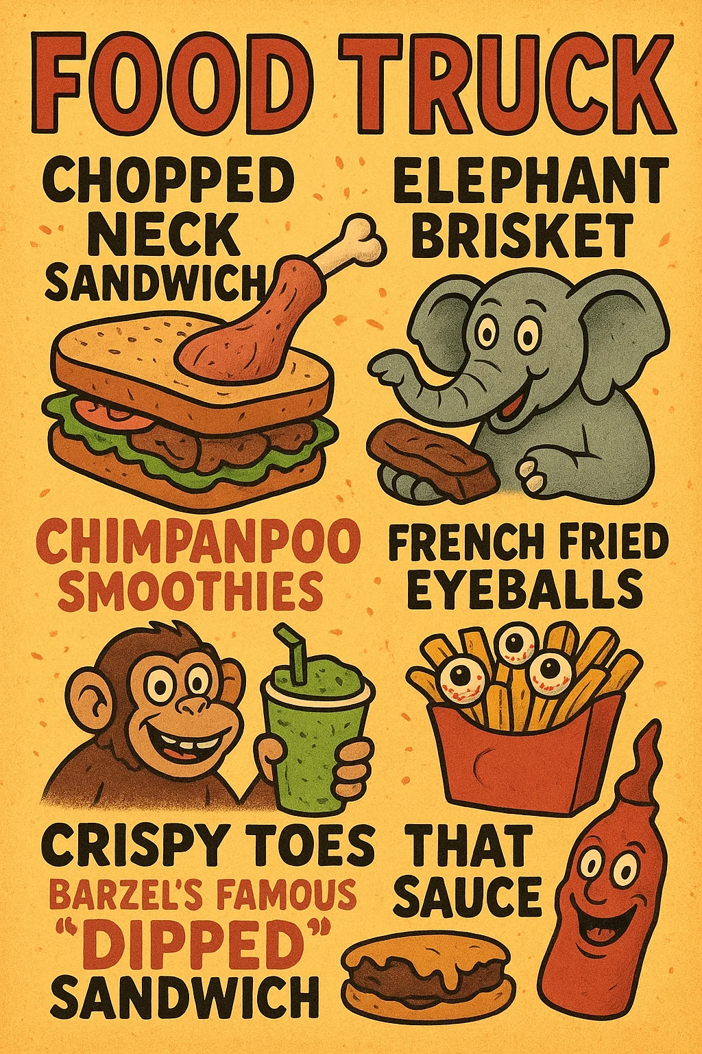 WEIRD FOOD TRUCK MENU picture 1 of 1