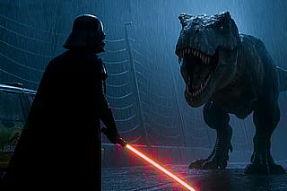Darth Vader visits Jurassic Park'