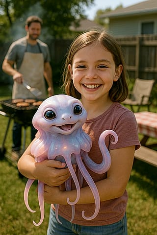 A girl and her pet squab'