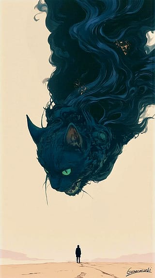 The Giant Cat and the Wanderer / Phone Wallpaper Archives'